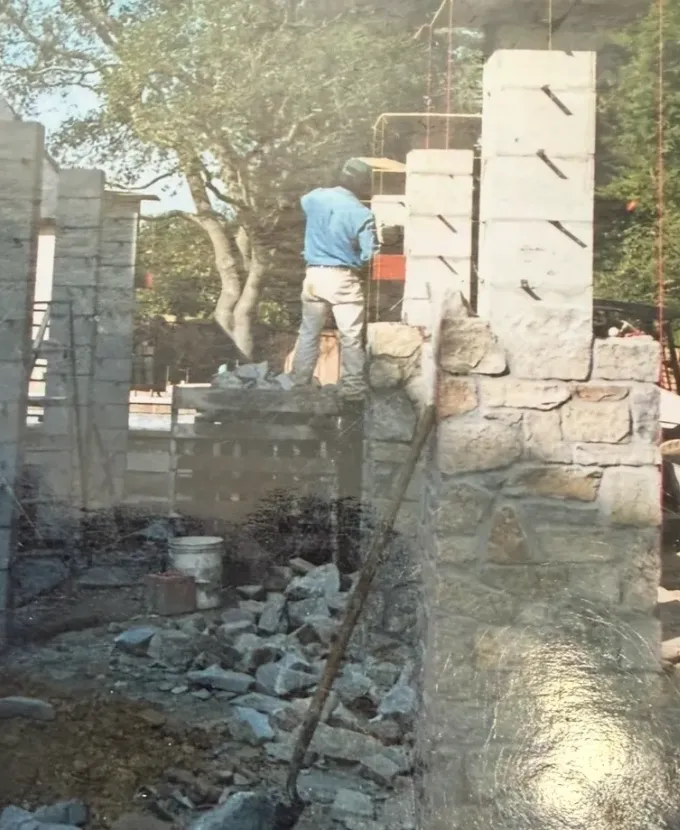 Stone arch structure during construction