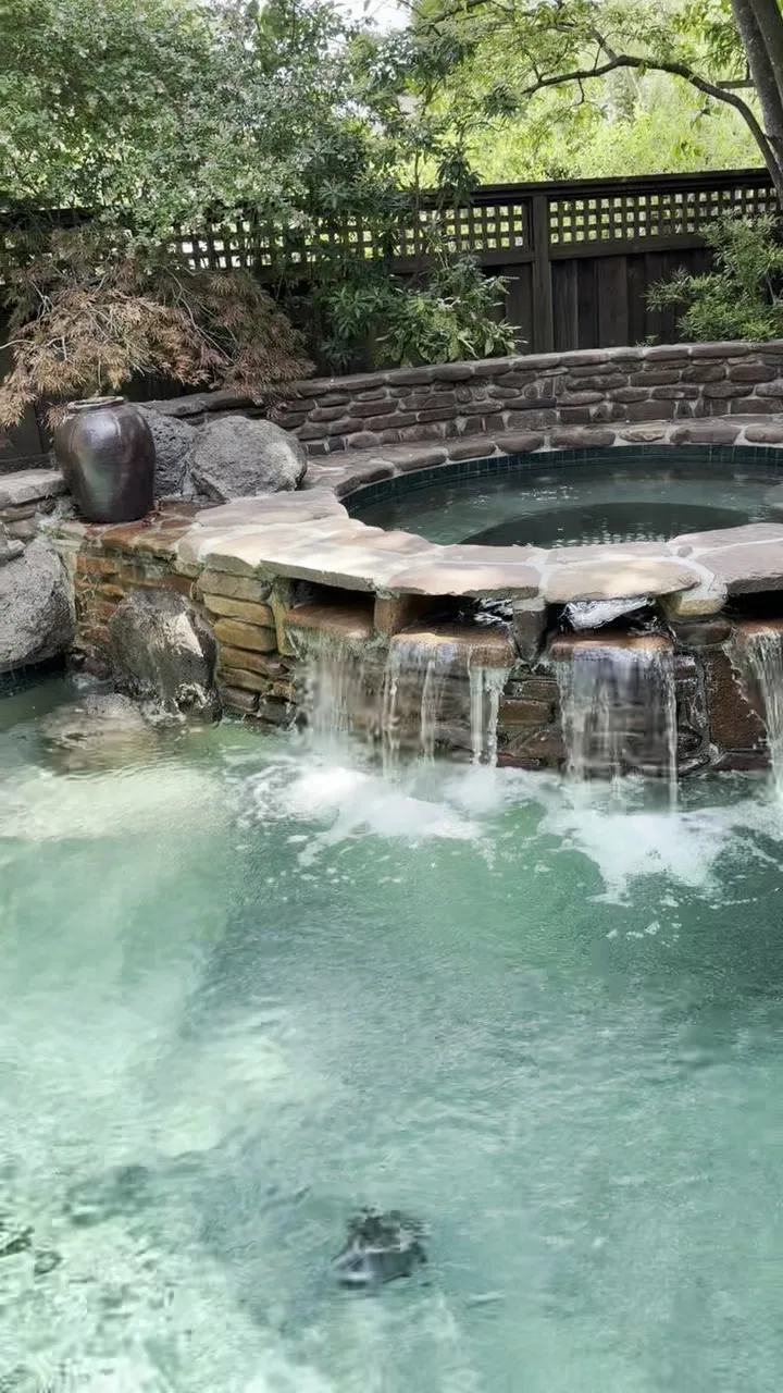 Completed pool and water feature